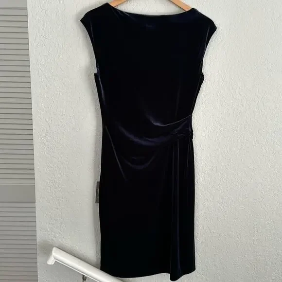 NEW Vince Camuto Midnight Blue Velvet Wrap Dress Sleeveless Size 6 Party $128 - Picture 5 of 8